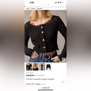 J Crew Crochet Cropped Cardigan Sweater